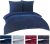 BaSaTex Winter Plüsch Bettwäsche Set | 135×200 cm Deckenbezug + 80×80 cm Kissenbezug | Cashmere-Touch Coral Fleece,Rip-Cord“ | Reißverschluss | Blau