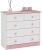 IDIMEX Kommode Rondo, schöne Anrichte mit 5 Schubladen, praktisches Sideboard aus massiver Kiefer in weiß/rosa, Zeitlose Schubladenkommode mit…