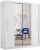 Schiebetürenschrank, eleganter Kleiderschrank Schrank Garderobe Spiegel Torino, Schlafzimmer- Wohnzimmerschrank Schiebetüren Modern Design (Weiß/Weiß)